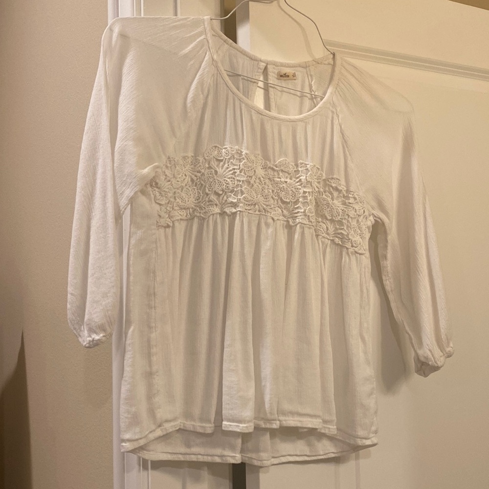 Hollister Girls White Lace Peasant Top Size XS